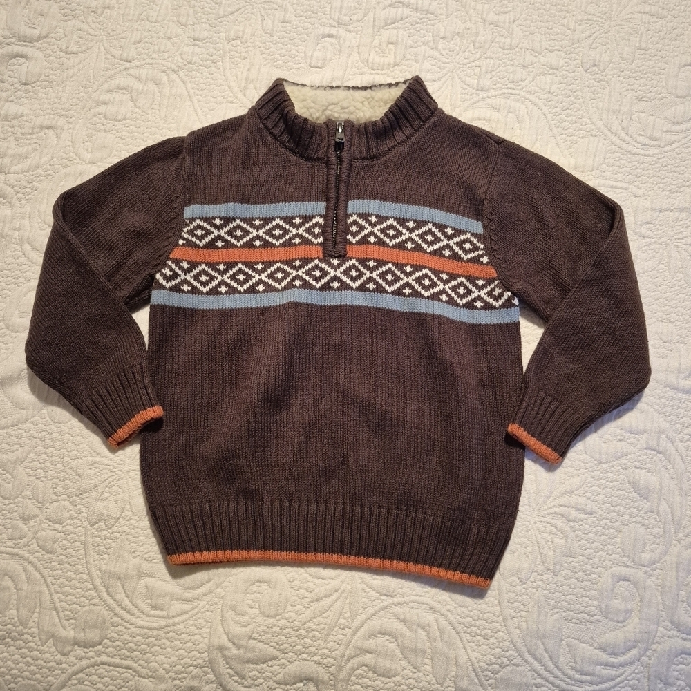 Gymboree boys size 2T brown 1/4 zip Winter Moose line Vintage sweater EUC